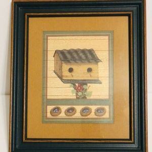 Susan Clickner Framed Art Print Birdhouses Flowers 14.75” by 12.75”